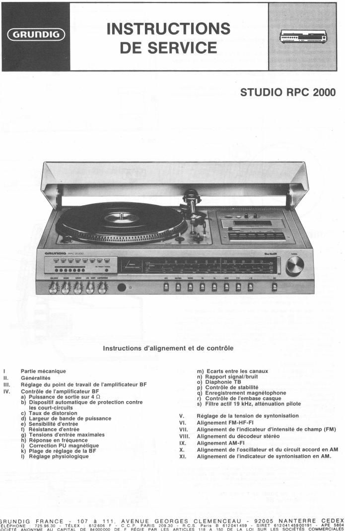 Grundig Studio RPC 2000 Service Manual