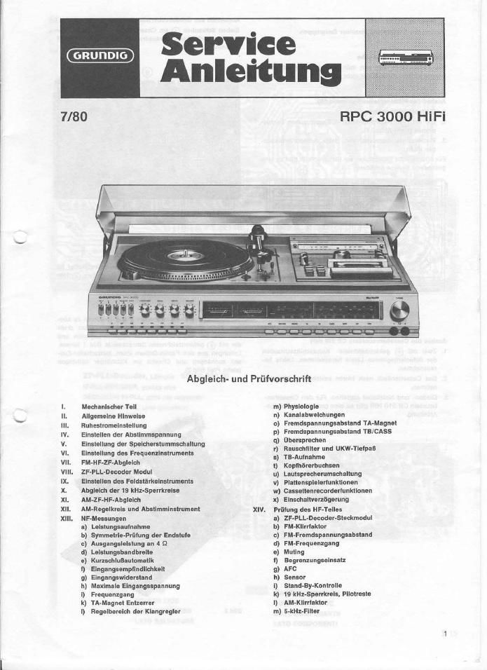 Grundig Studio RPC 3000 Service Manual