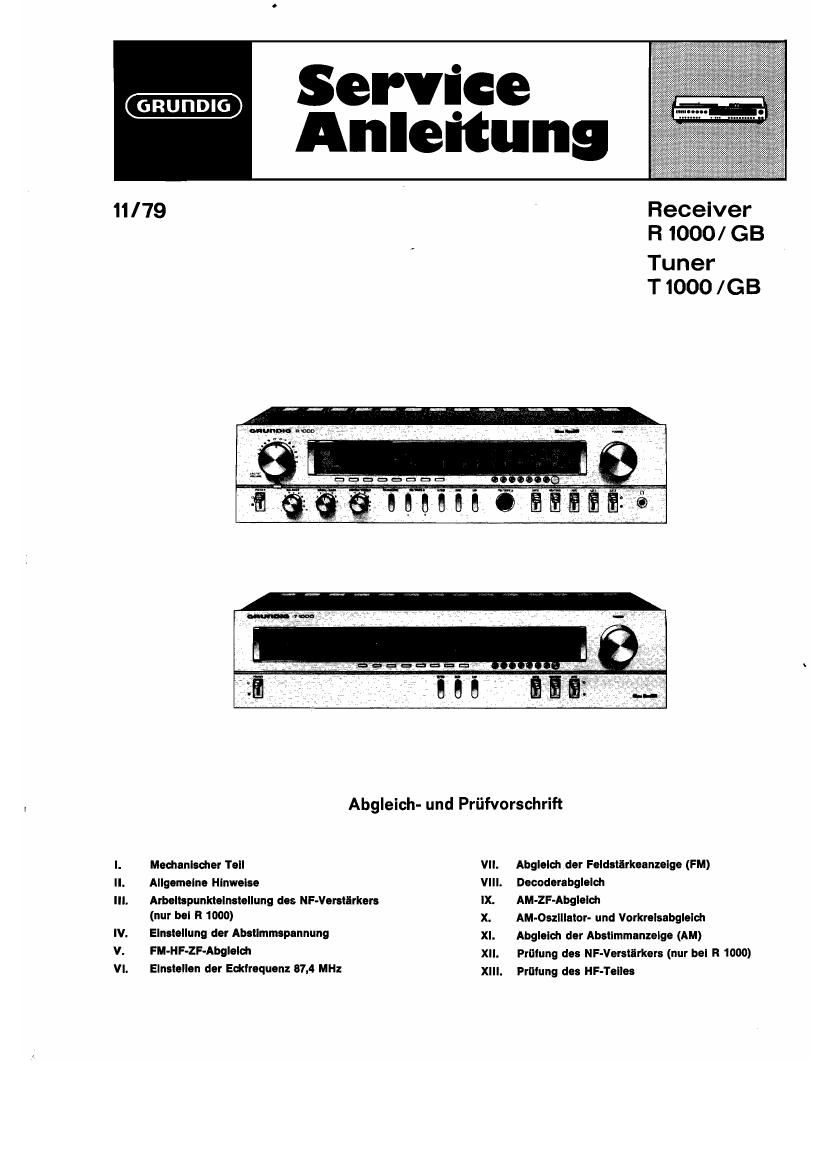 Grundig T 1000 Service Manual