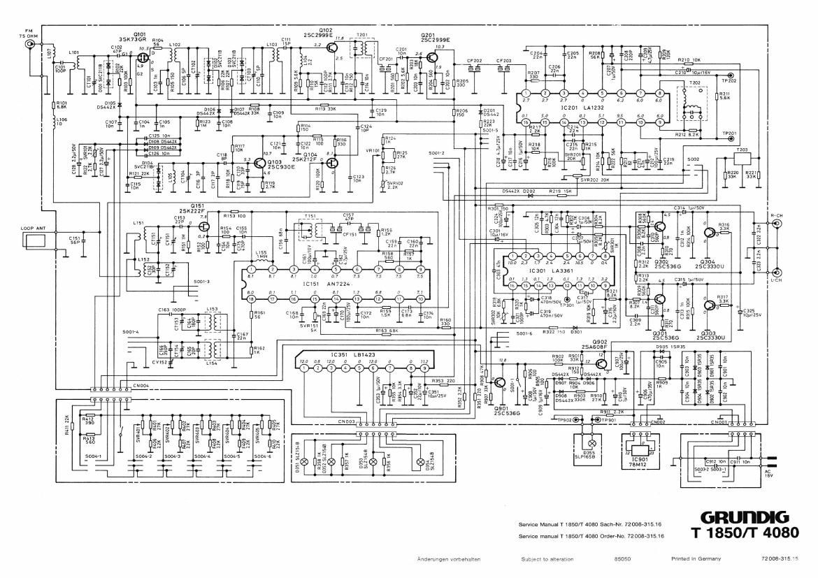 Grundig T 1850 Schematic