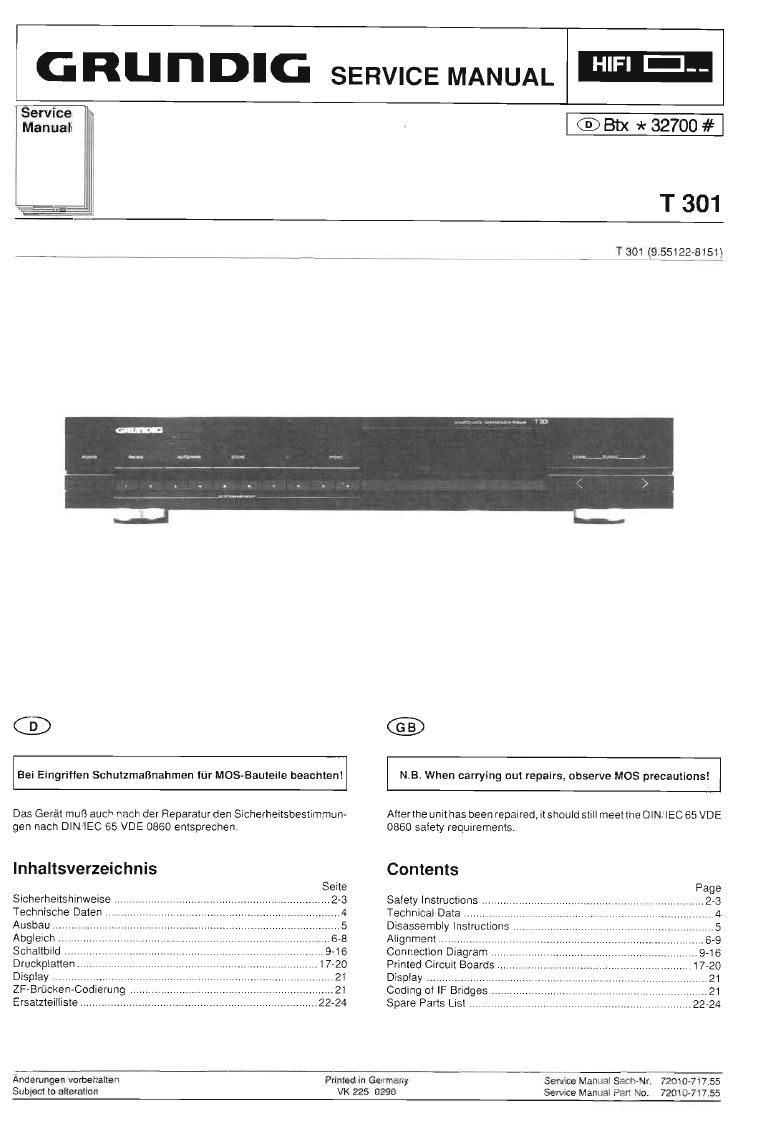 Grundig T 301 Service Manual