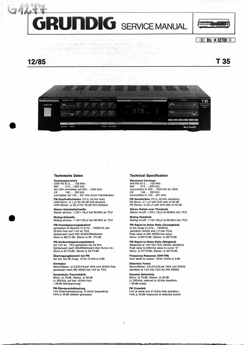 Grundig T 35 Service Manual