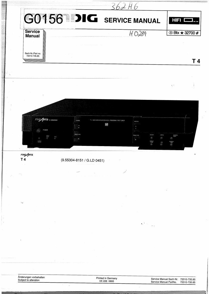 Grundig T 4 Schematic