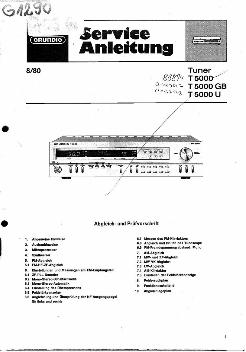 Grundig T 5000 Service Manual