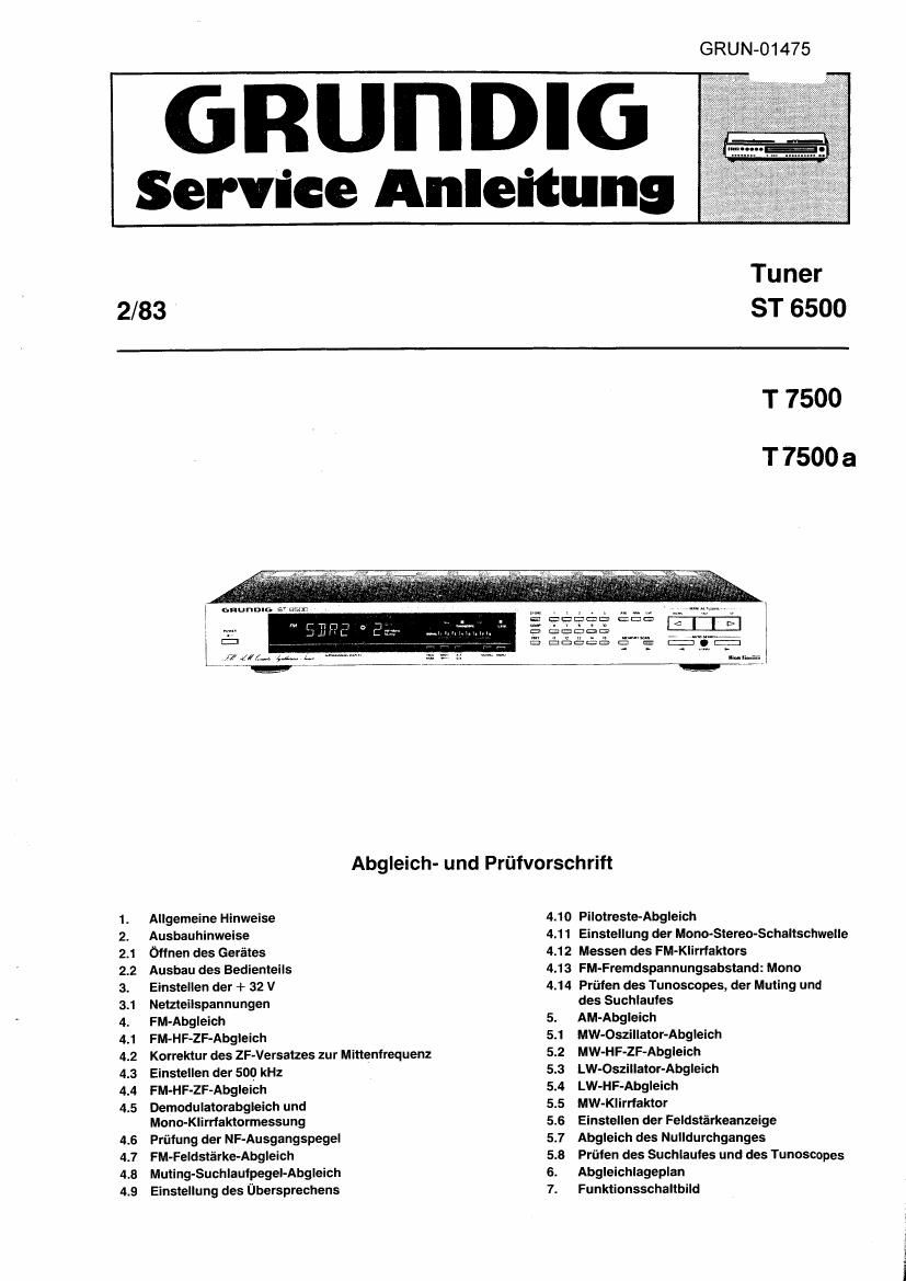 Grundig T 7500 Service Manual