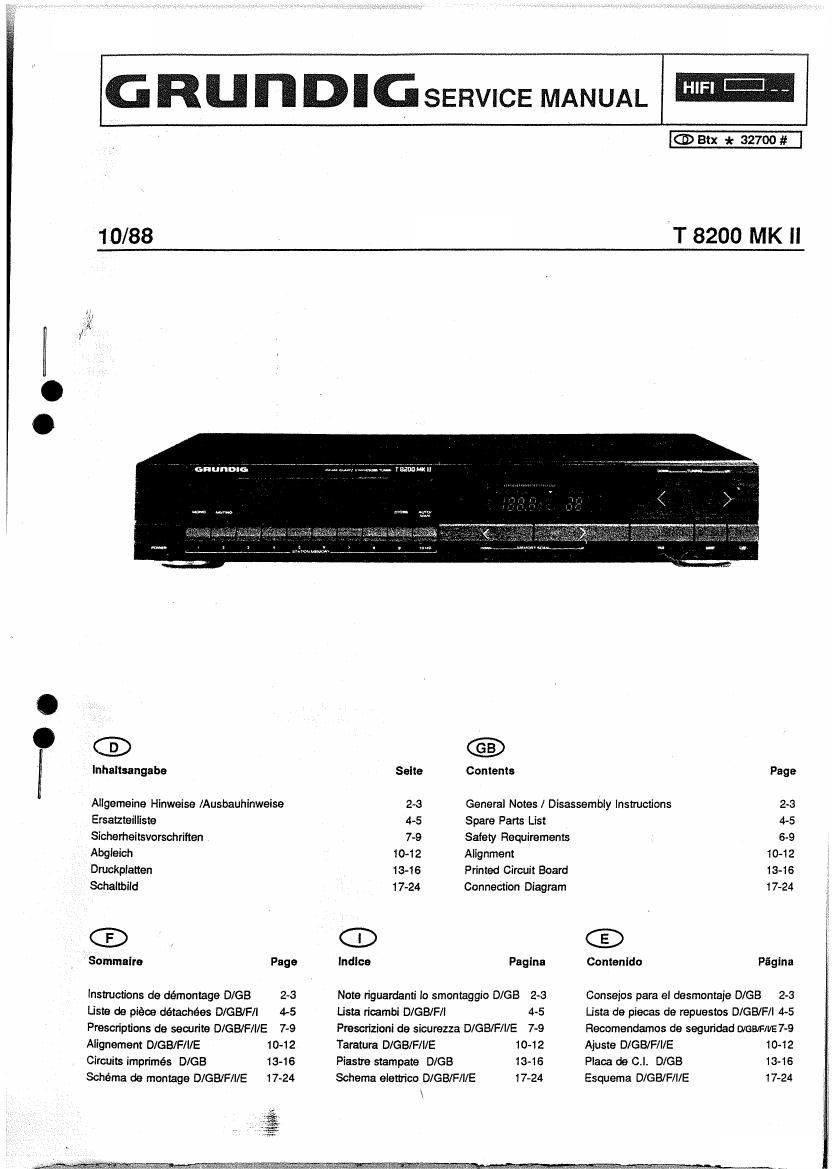 Grundig T 8200 Mk2 Schematic