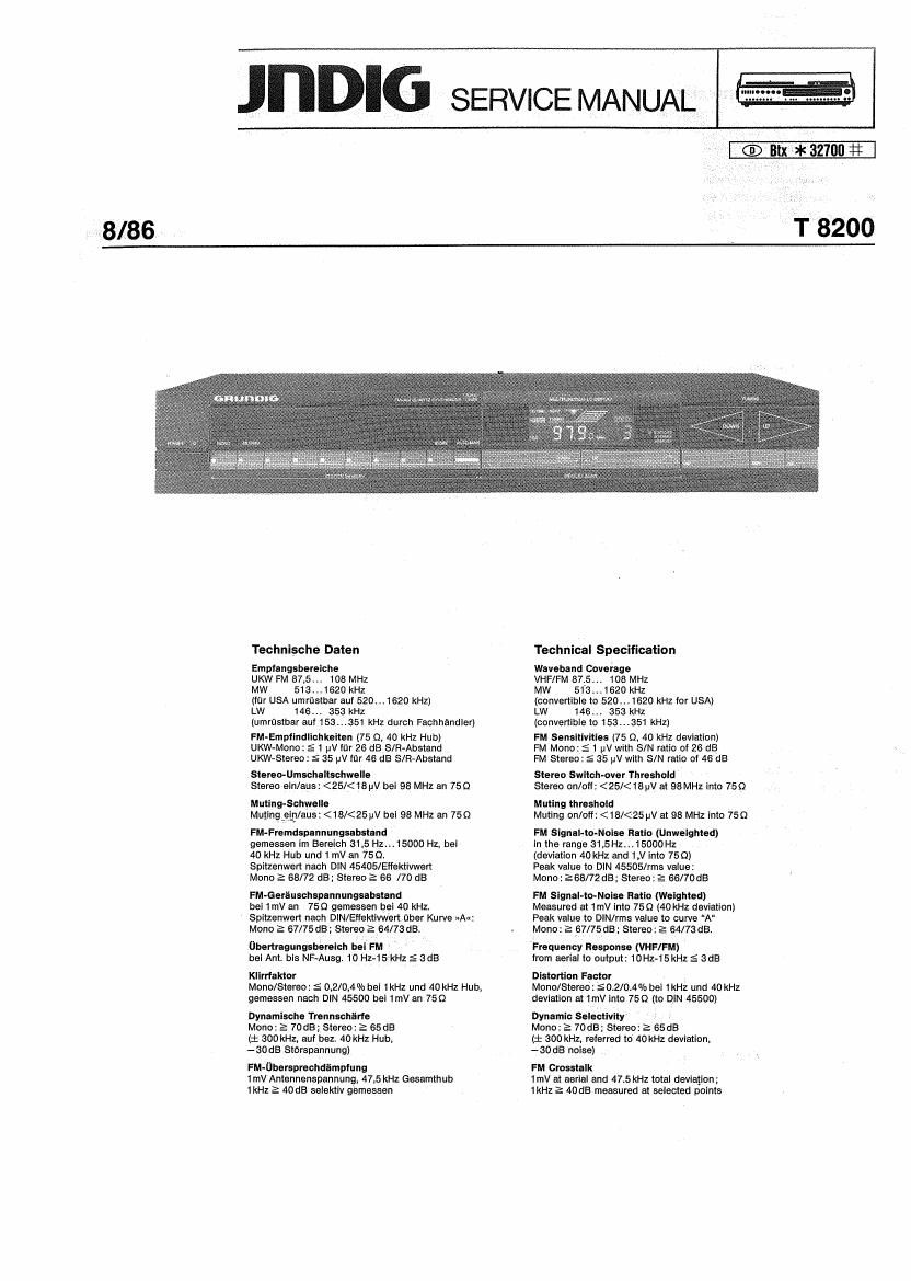 Grundig T 8200 Service Manual