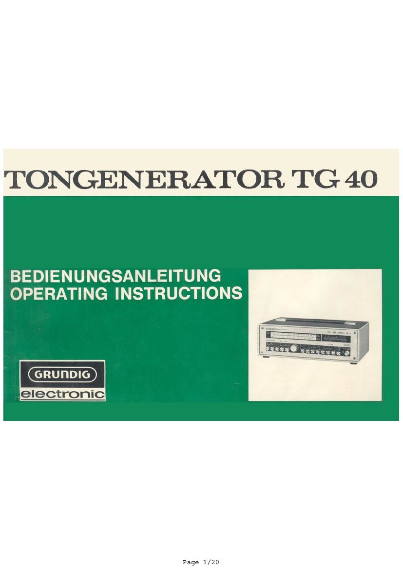 Grundig TG 40 Owners Manual