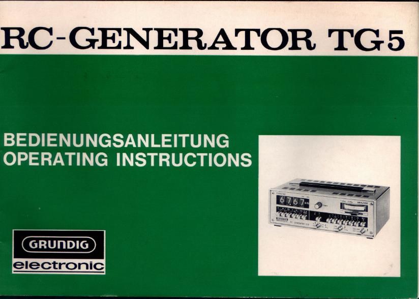 Grundig TG 5 Owners Manual