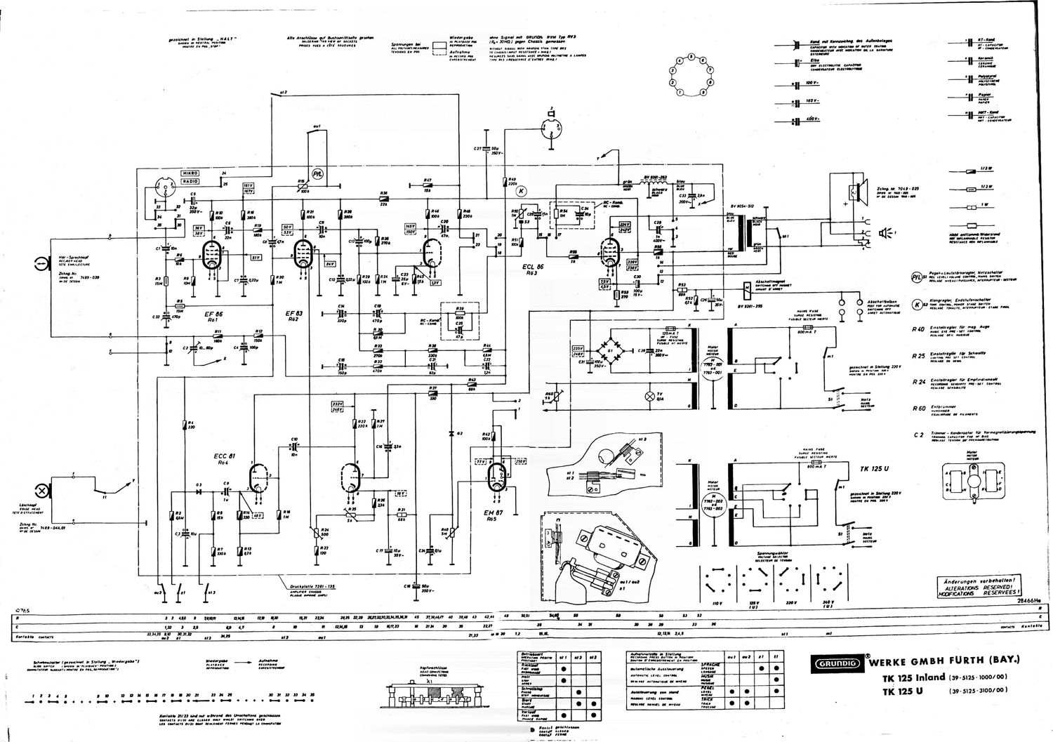 Grundig TK 125 Schematic