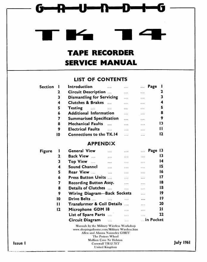 Grundig TK 14 Service Manual