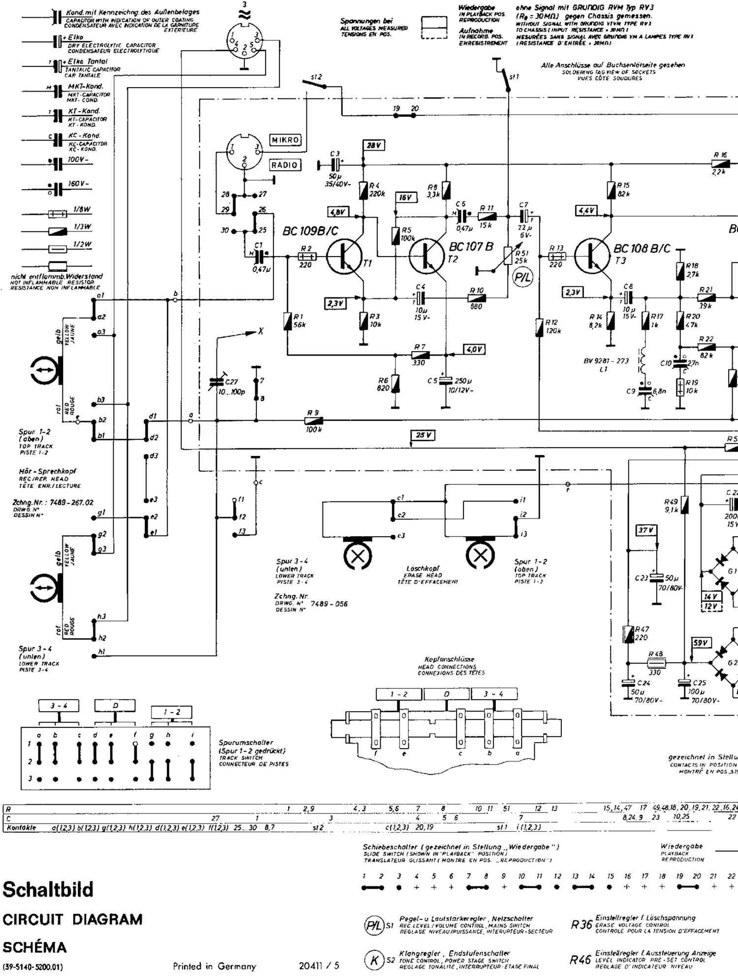 Grundig TK 140 deLuxe Schematic