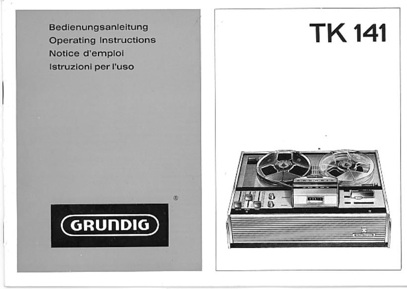 Grundig TK 141 Owners Manual