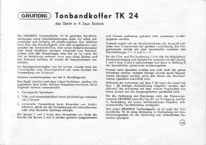 Grundig TK 17 Owners Manual