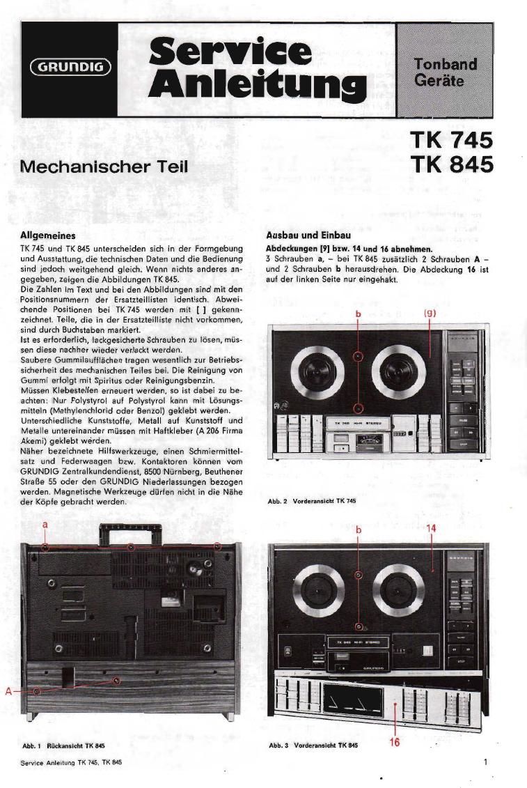 Grundig TK 745 845 Service Manual