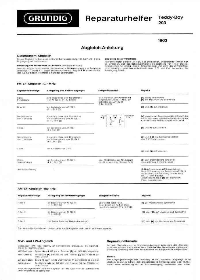 Grundig Teddy Boy 203 Service Manual