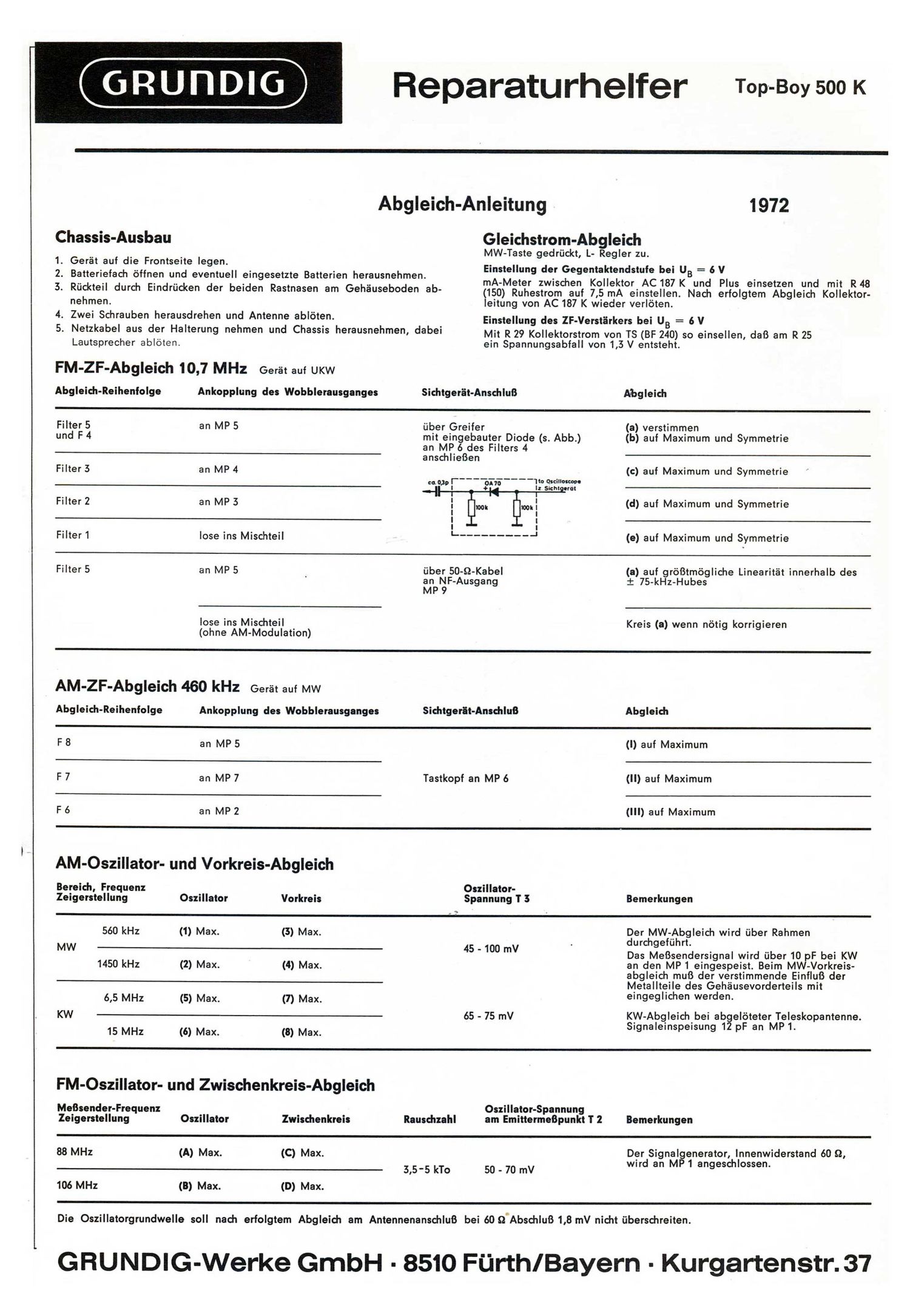 Grundig Top Boy 500 K Service Manual