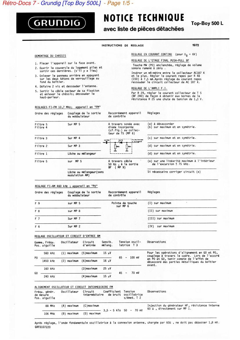 Grundig Top Boy 500 L Service Manual