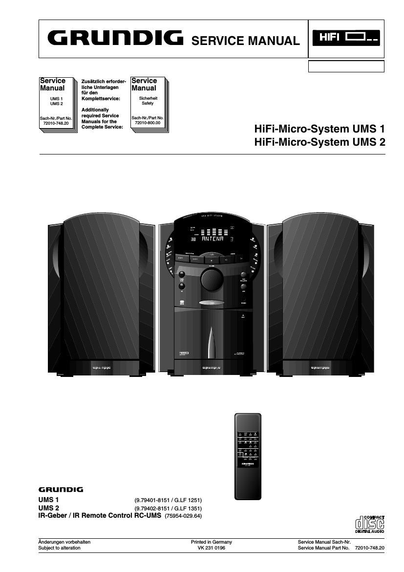 Grundig UMS 1 Service Manual