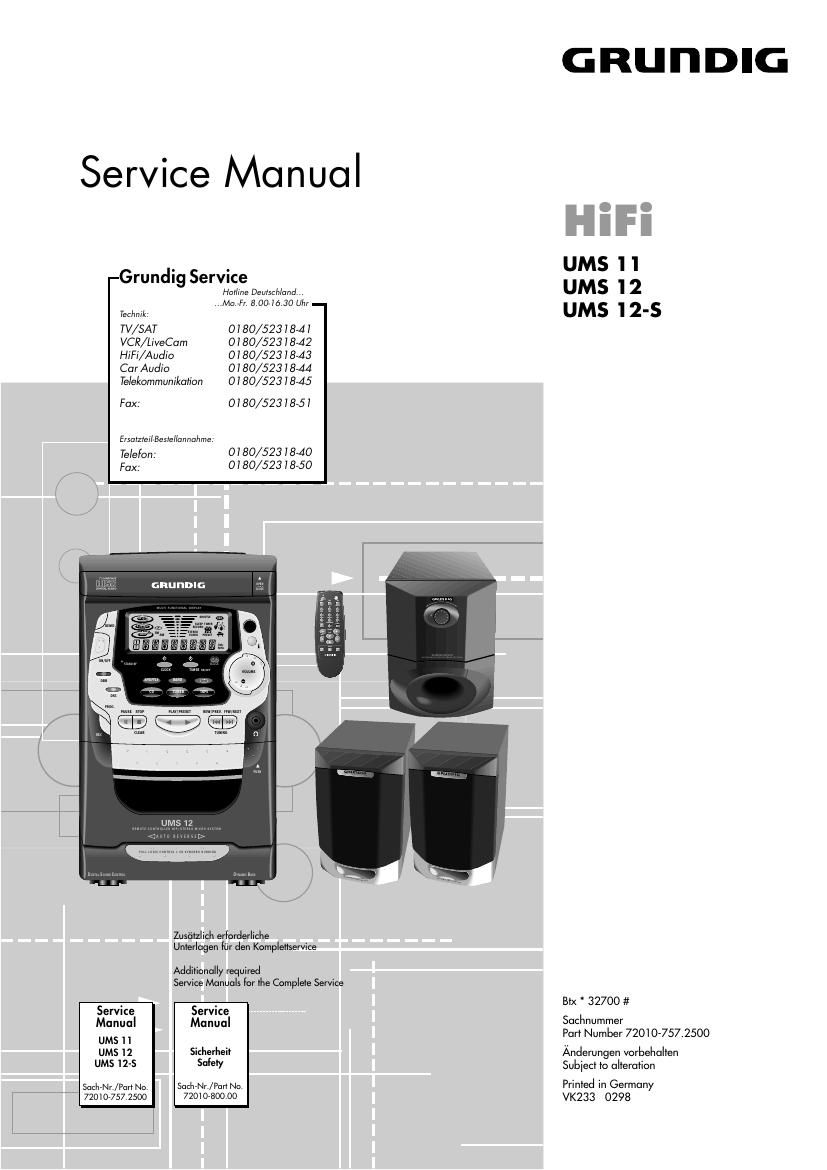 Grundig UMS 11 UMS 12 UMS 12 S Service Manual