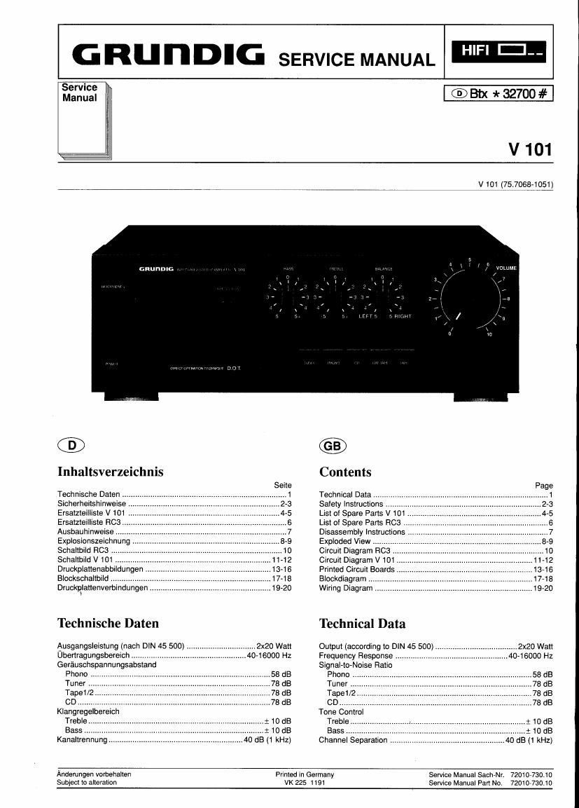 Grundig V 101 Service Manual