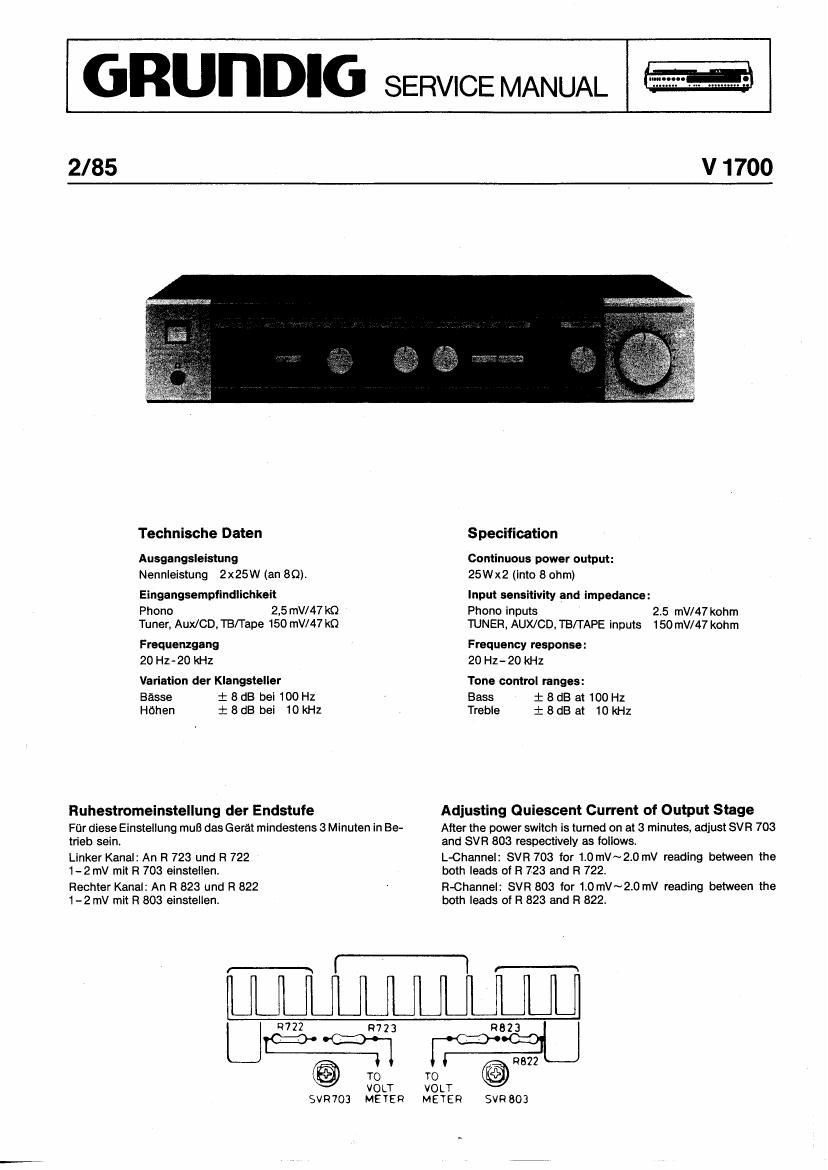 Grundig V 1700 Service Manual