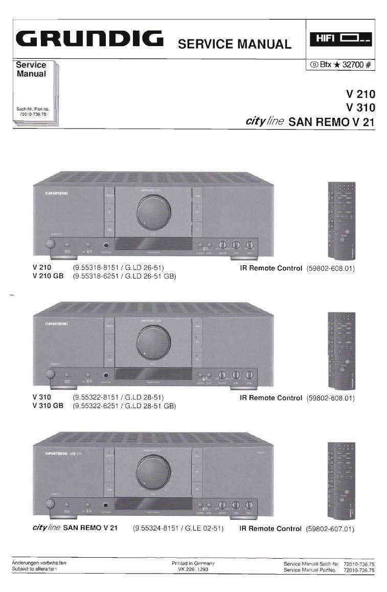 Grundig V 210 Service Manual