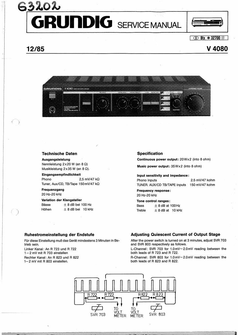 Grundig V 4080 Schematic