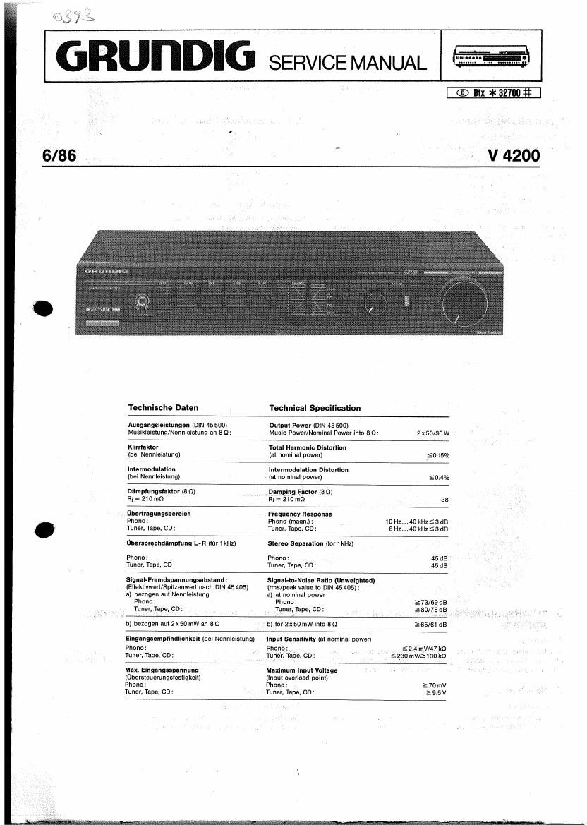 Grundig V 4200 Service Manual