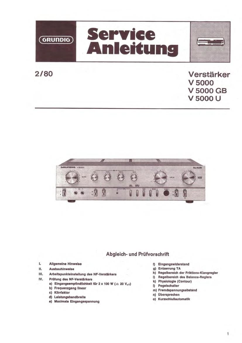 Grundig V 5000 Service Manual