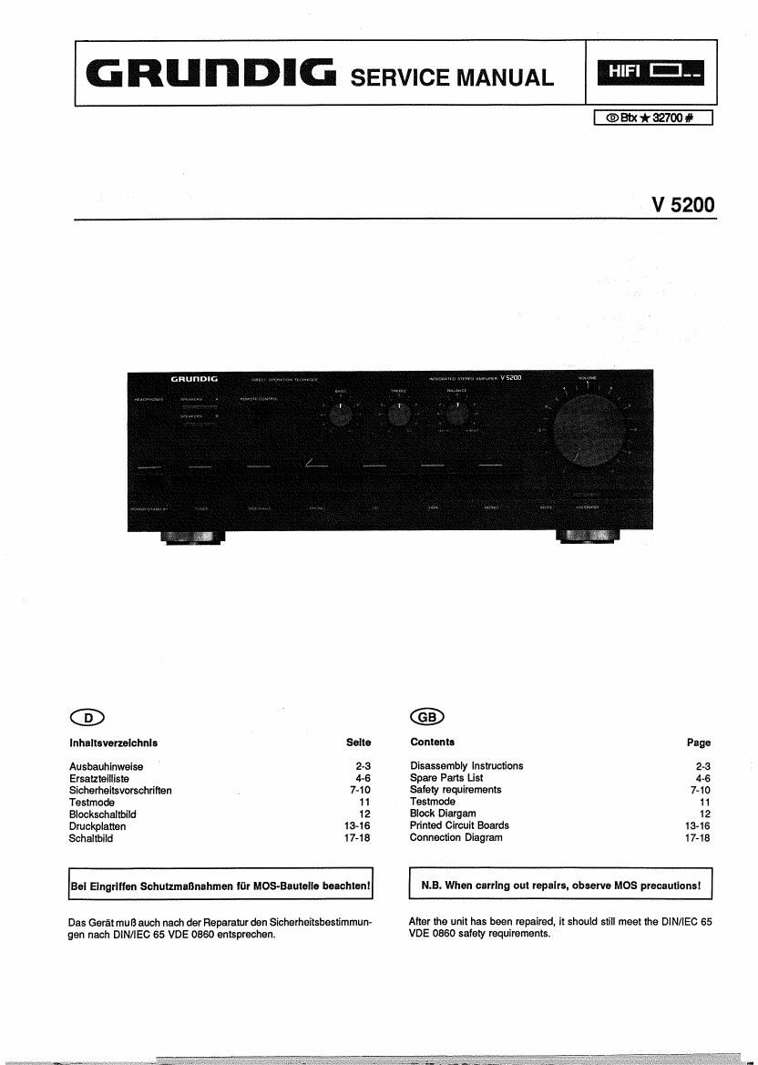 Grundig V 5200 Service Manual