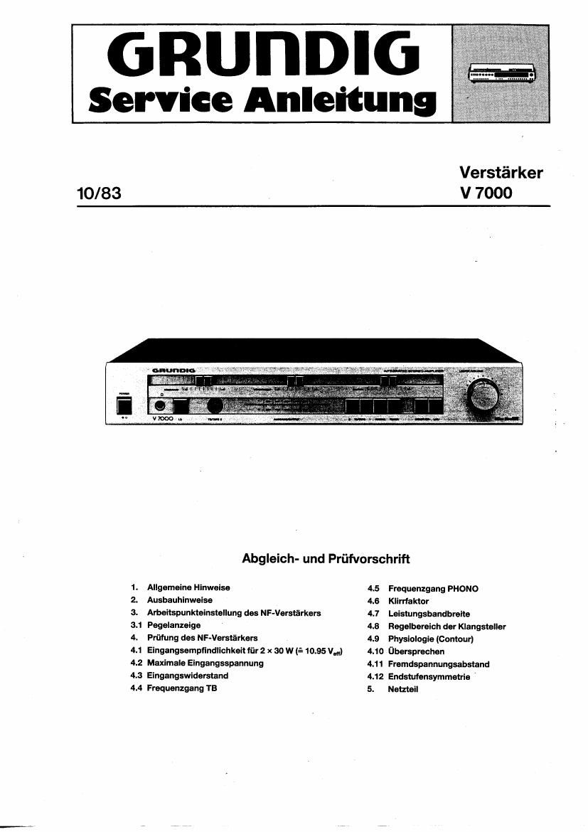 Grundig V 7000 Service Manual