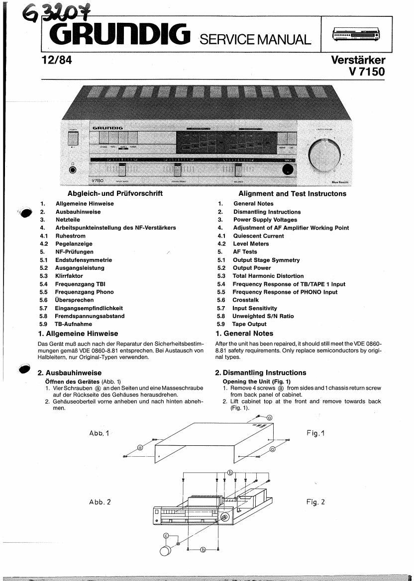 Grundig V 7150 Service Manual