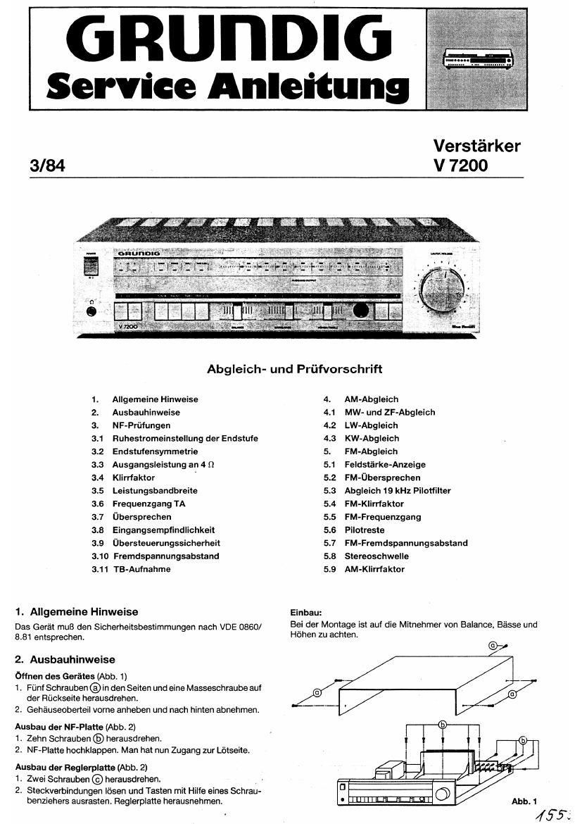 Grundig V 7200 Service Manual