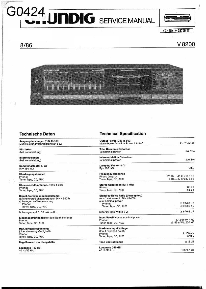 Grundig V 8200 Schematics