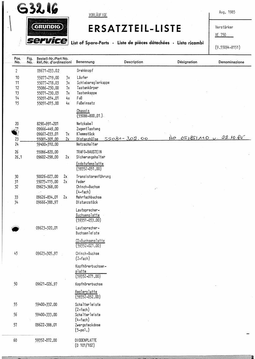 Grundig VE 750 Service Manual