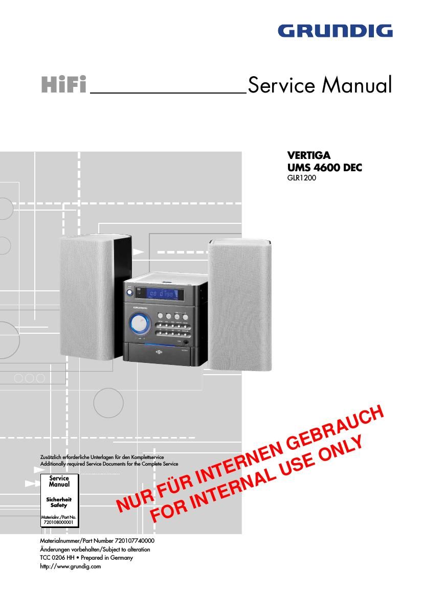 Grundig VERTIGA UMS 4600 DEC Service Manual