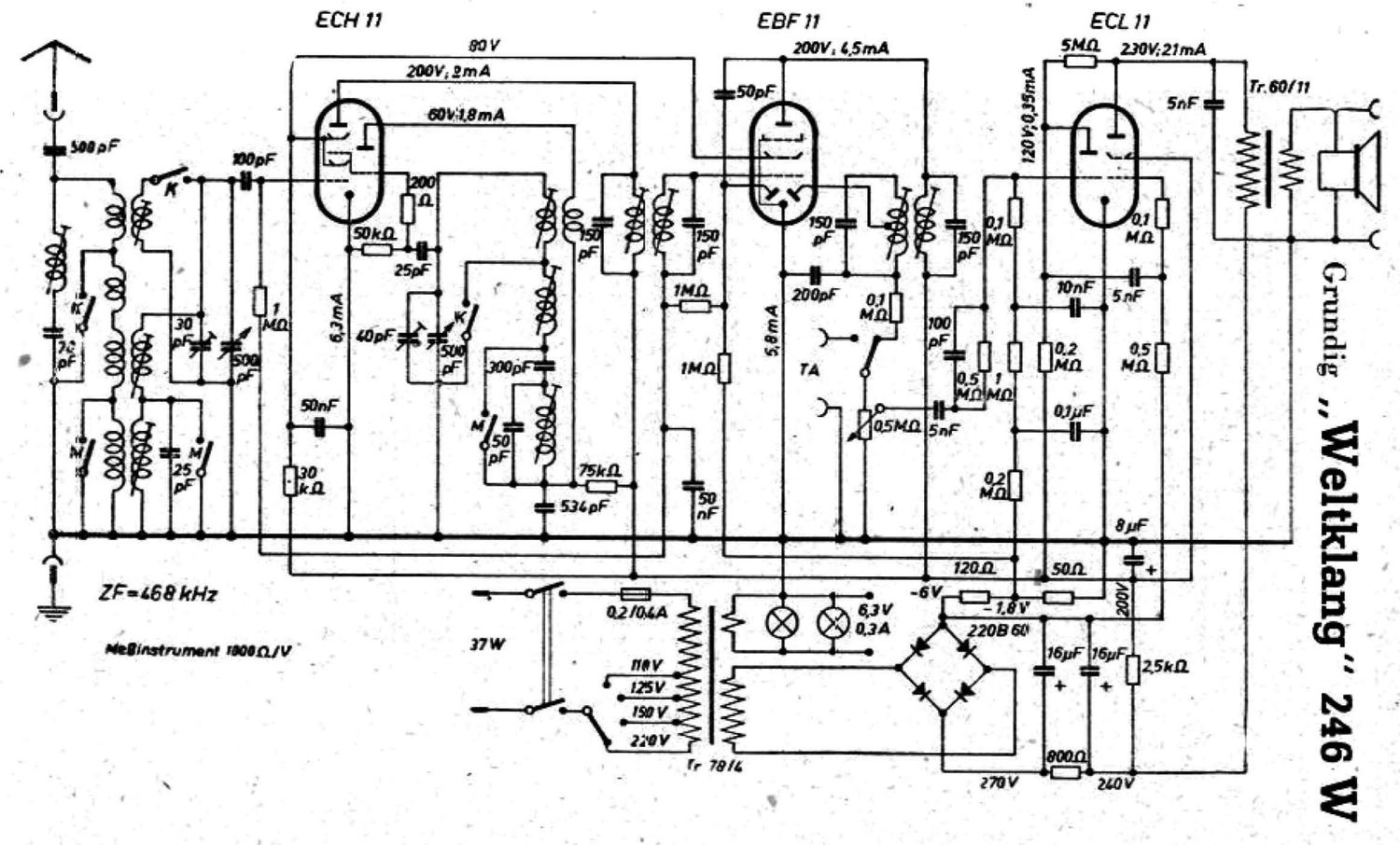 Grundig WELTKLANG 246 W Schematic