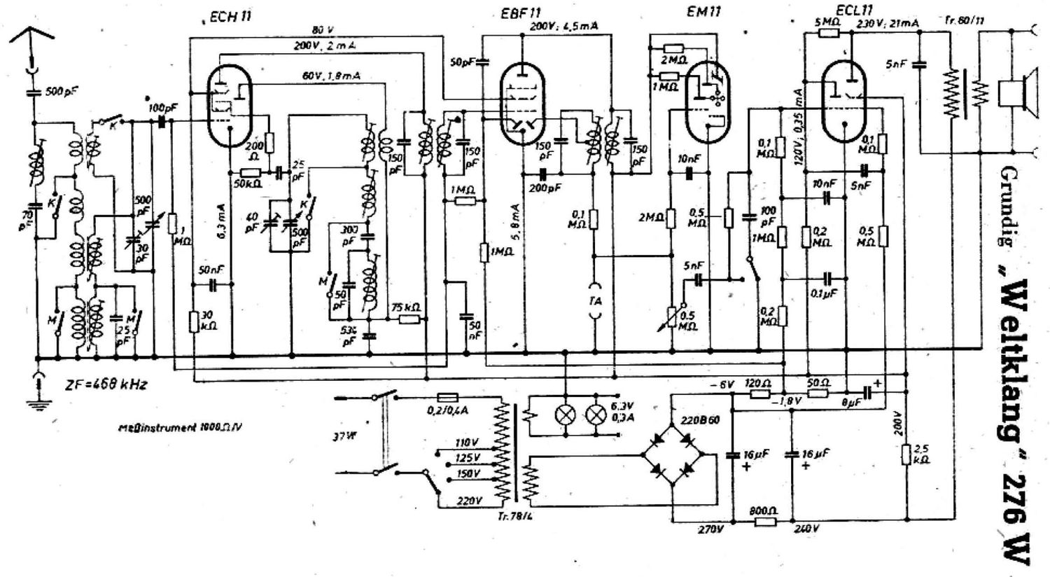 Grundig WELTKLANG 276 W Schematic