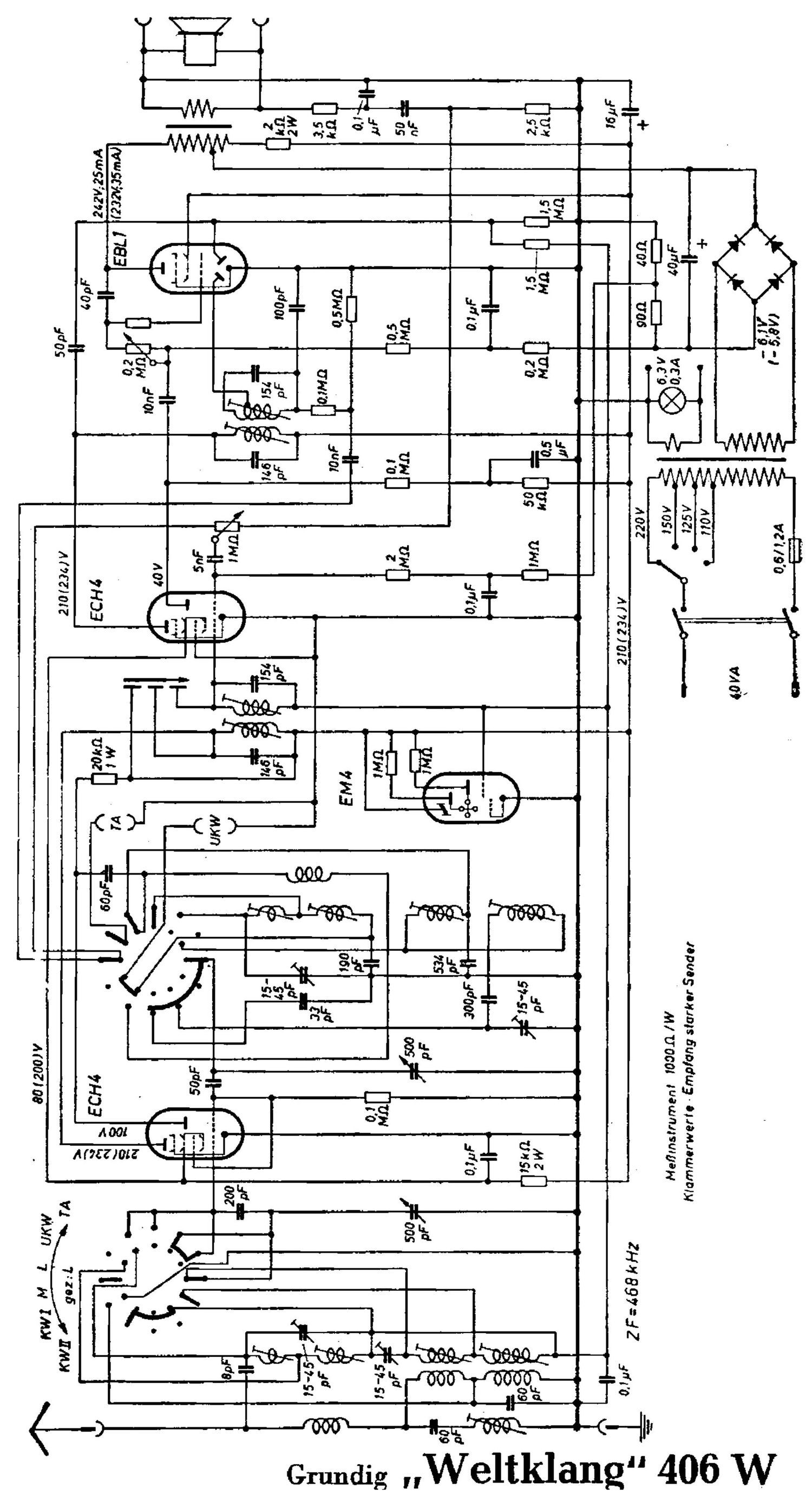 Grundig WELTKLANG 406 W Schematic