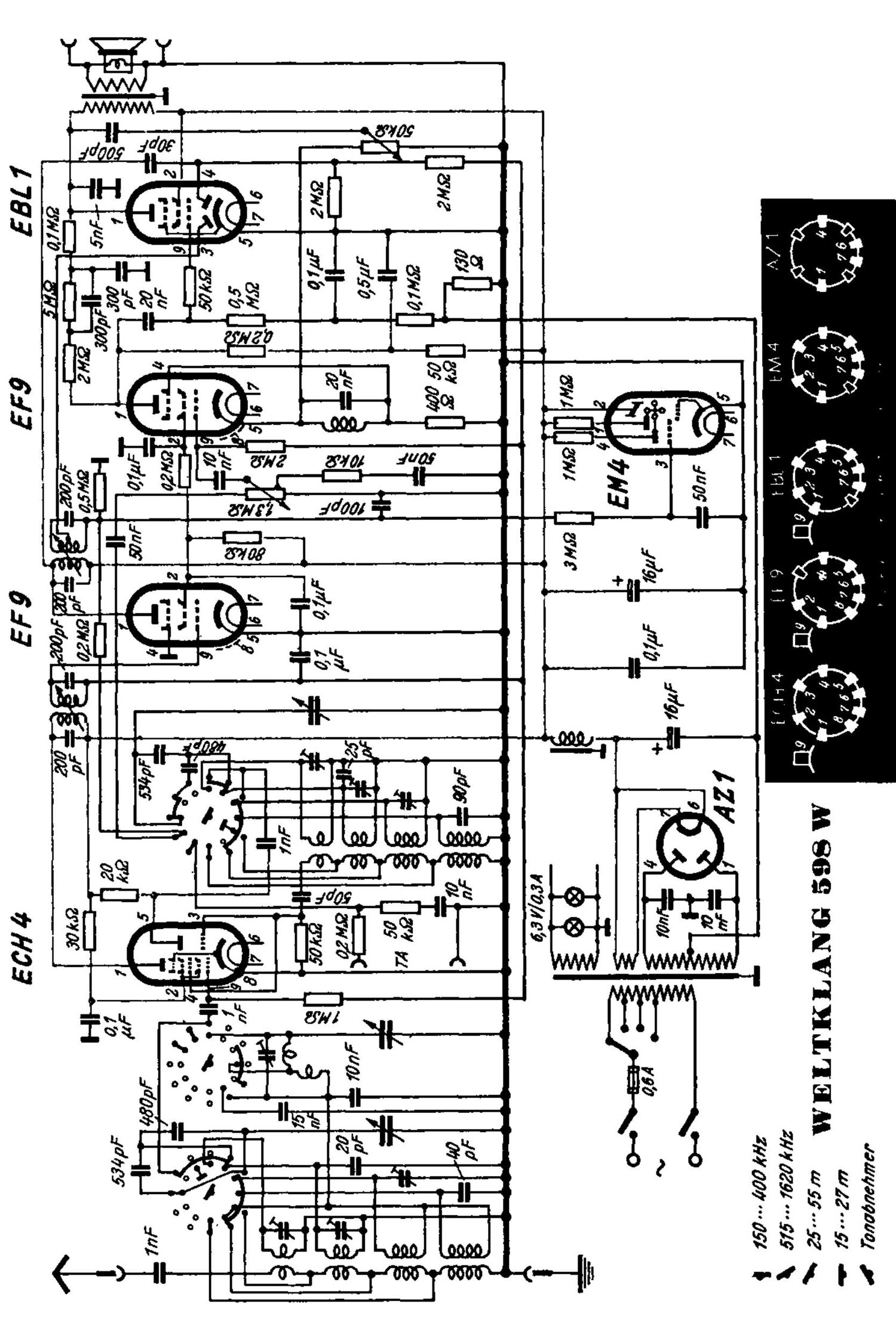 Grundig WELTKLANG 598 W Schematic