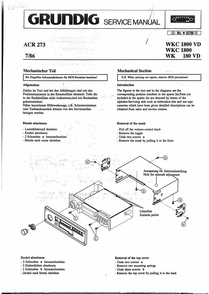 Grundig WKC 1800 VD Service Manual