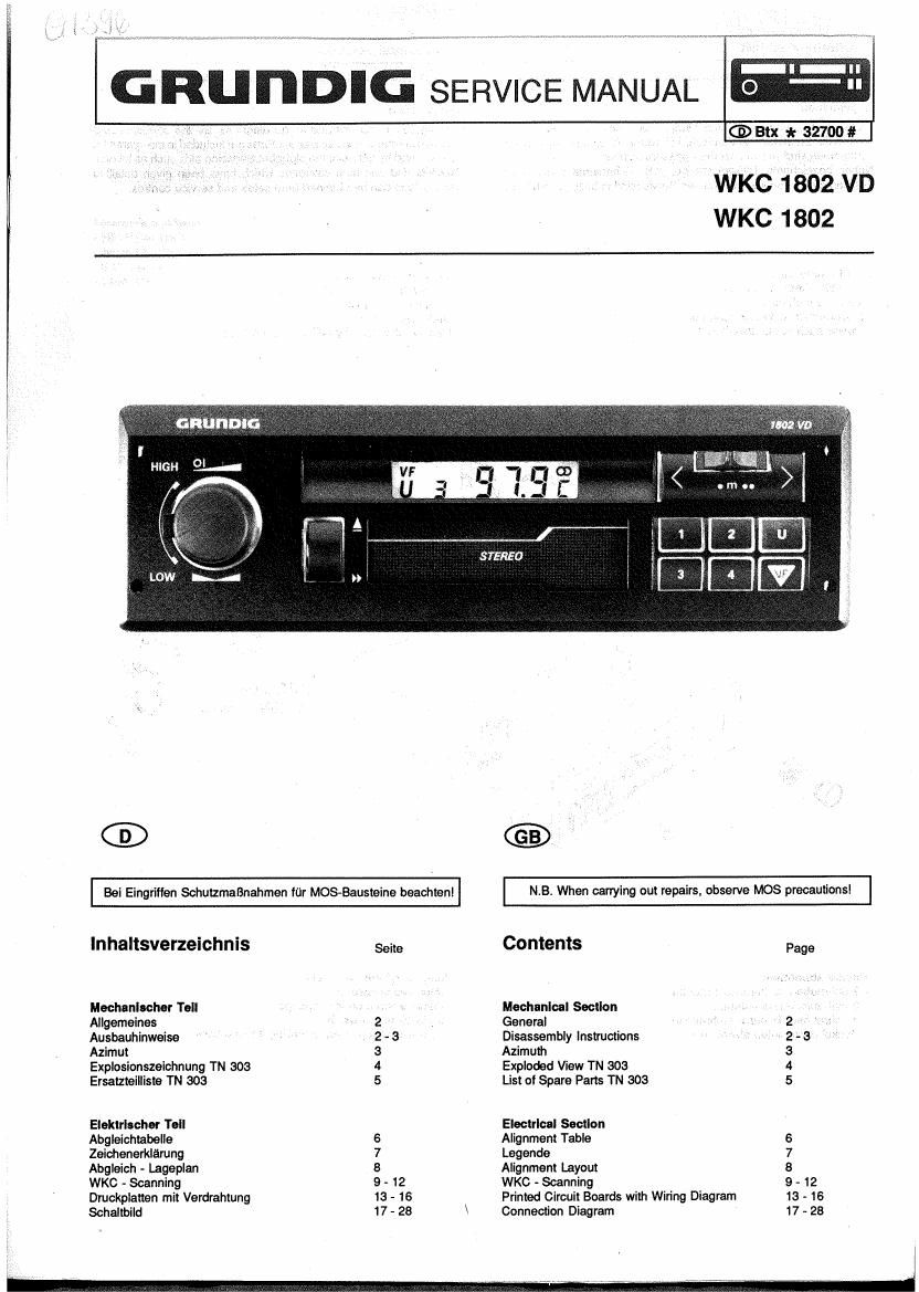 Grundig WKC 1802 Schematic