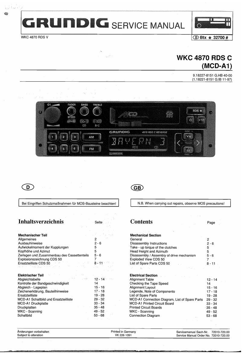 Grundig WKC 4870 RDSC Service Manual