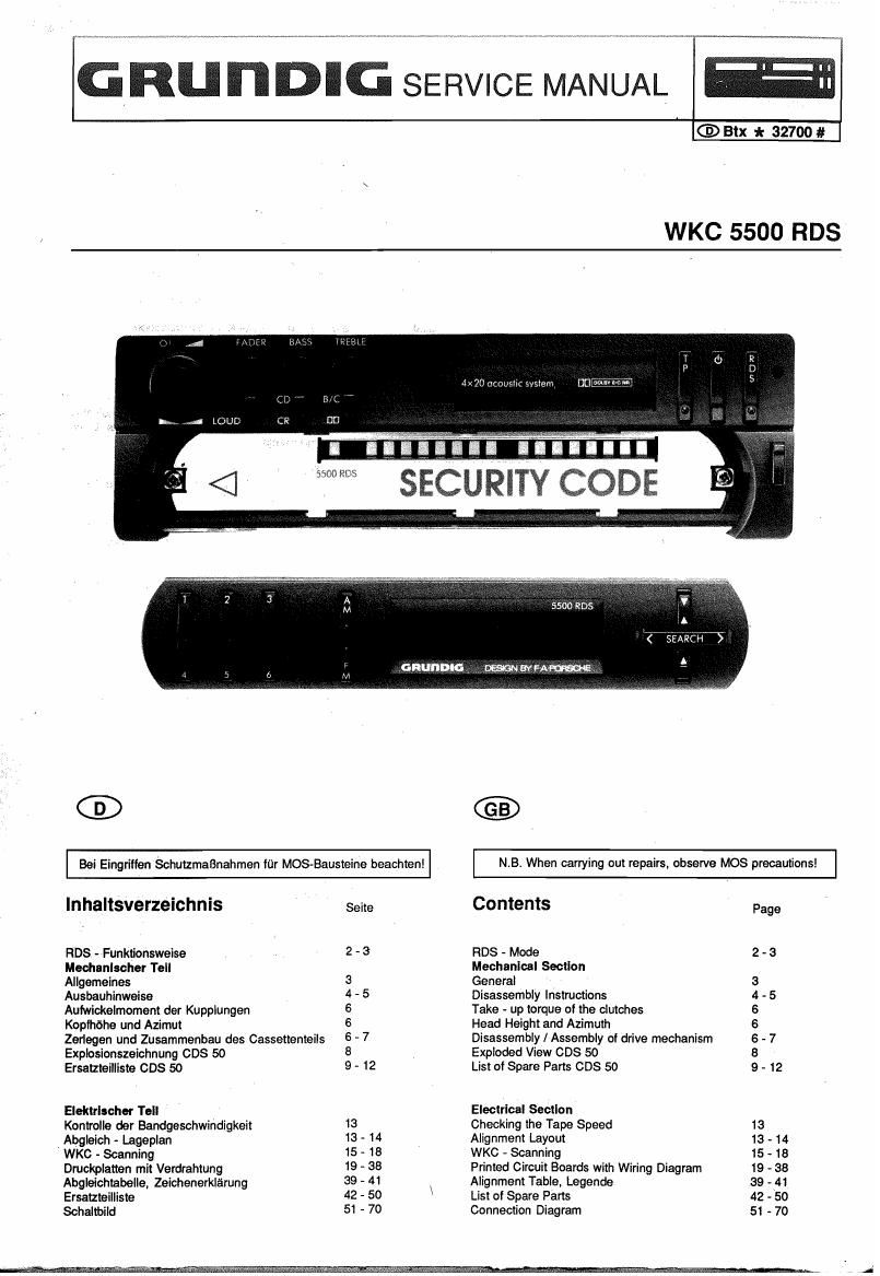 Grundig WKC 5500 RDS Schematic