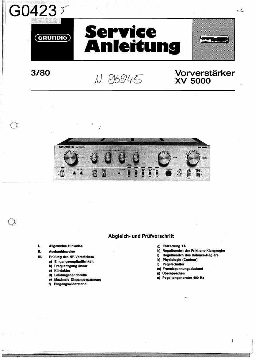 Grundig XV 5000 Service Manual