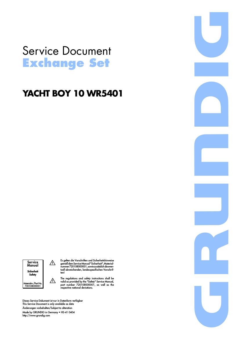 Grundig Yacht Boy 10 WR 5401 Service Manual