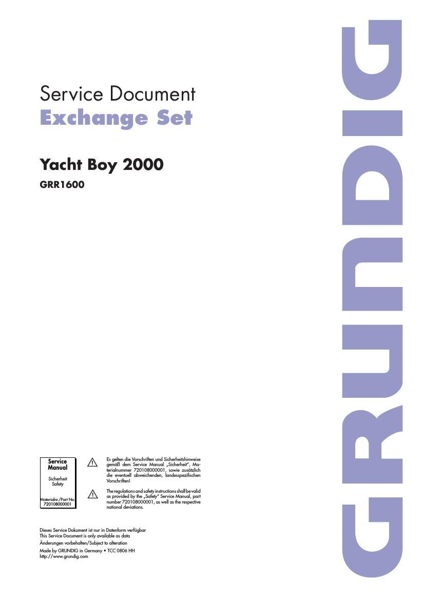 Grundig Yacht Boy 2000 Service Manual