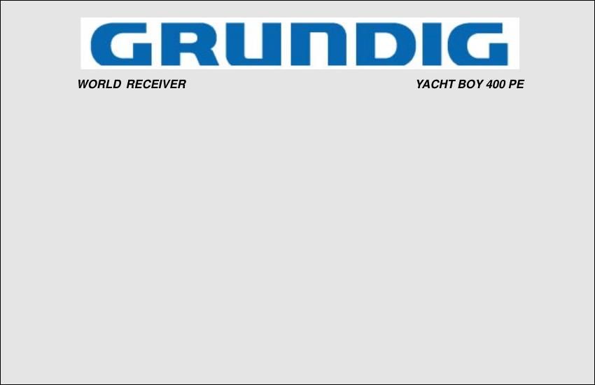 Grundig Yacht Boy 400 Owners Manual