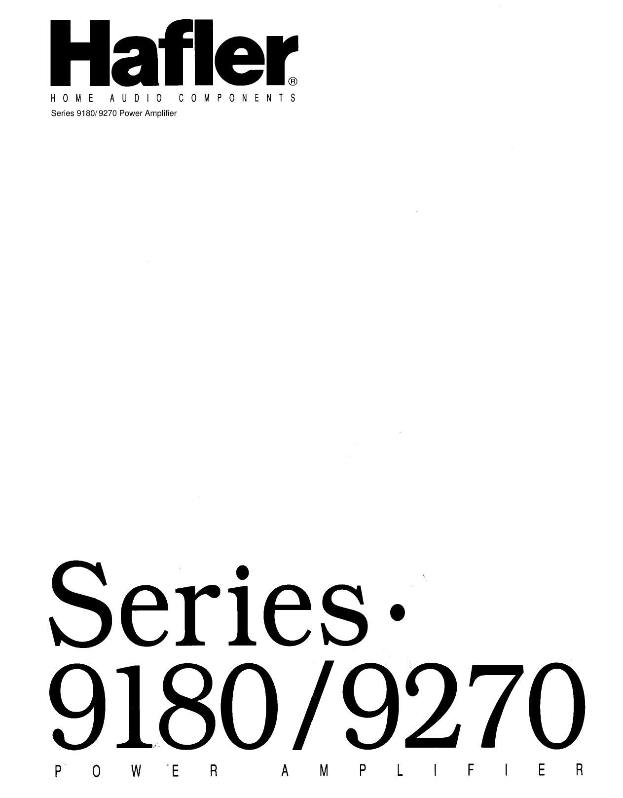 Hafler 9180 9270 Service Manual
